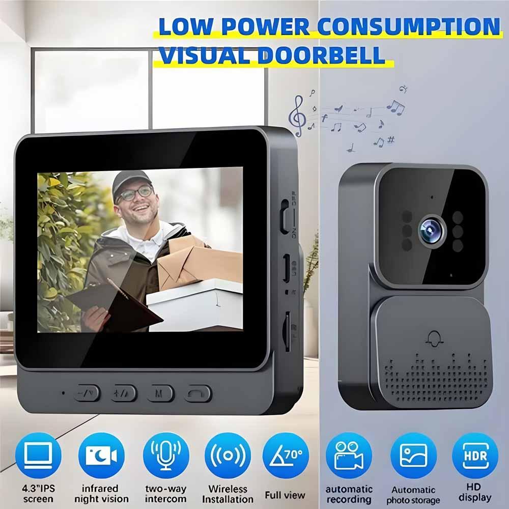 ワイヤレスインターホンドアベル HD ナイトビジョン 4.3 - Smart Home Video Doorphone Ezviz のレビューと価格