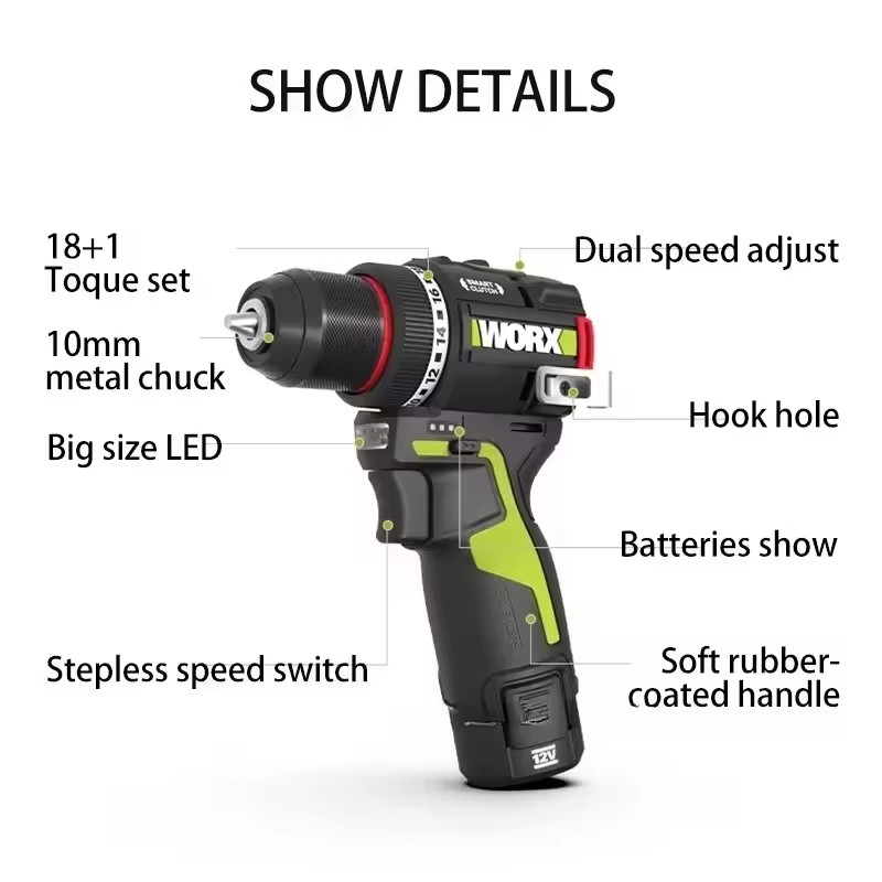 WORX WU135 コードレス電気ドリル 12V 50Nm - Smart Home Interior のレビューと価格