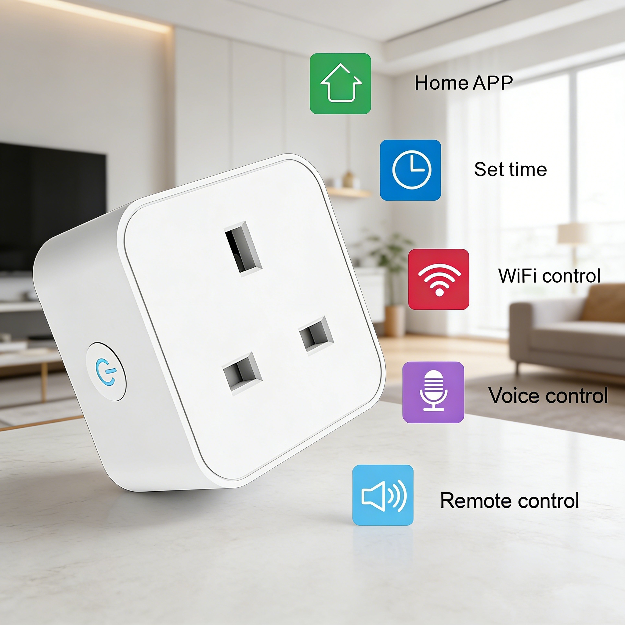Xfox Tuya UK規格スマートスクエアプラグ16Aは音 - Smart Home Voice Assistant のレビューと価格