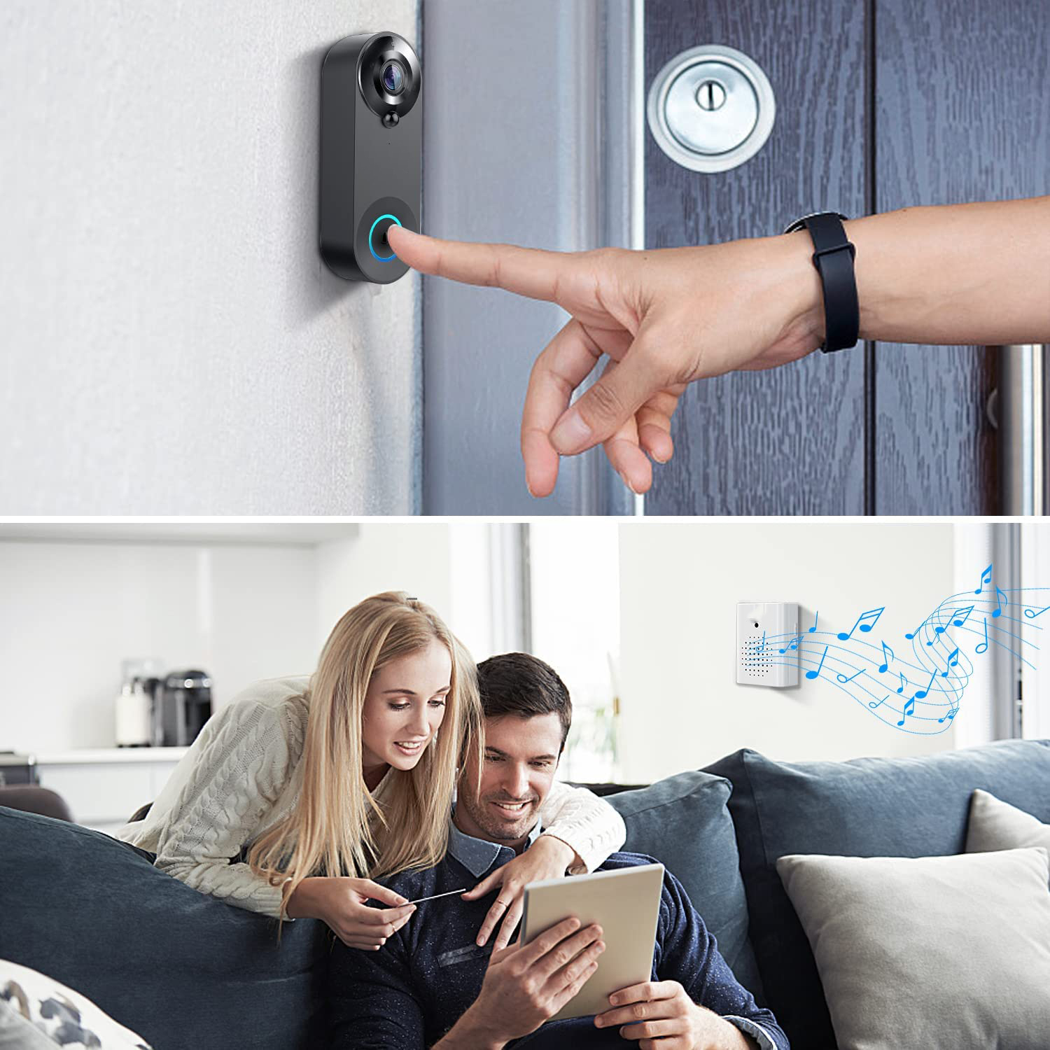 5G 2.4G WiFi ビデオドアベル 1080P ワイヤ - Smart Home Video Doorphone Ezviz のレビューと価格