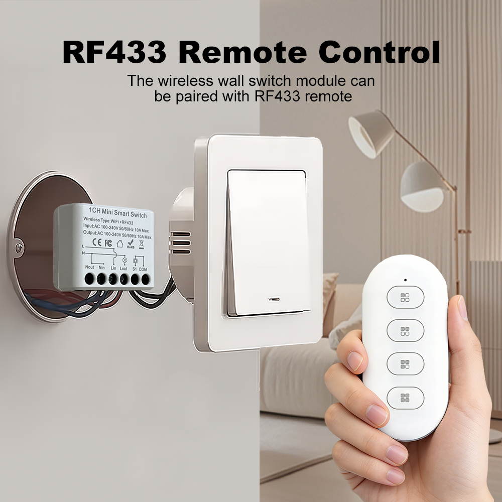10A ミニ WIFI スマートスイッチ RF433Mhz  - Smart Home Voice Assistant のレビューと価格