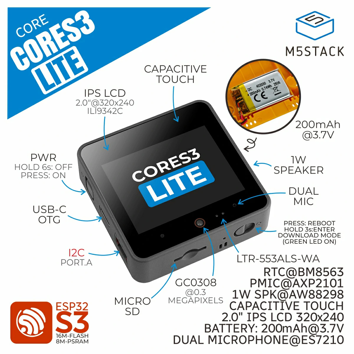 M5Stack CoreS3 Lite プログラマブル Io - Smart Home Esp32 のレビューと価格