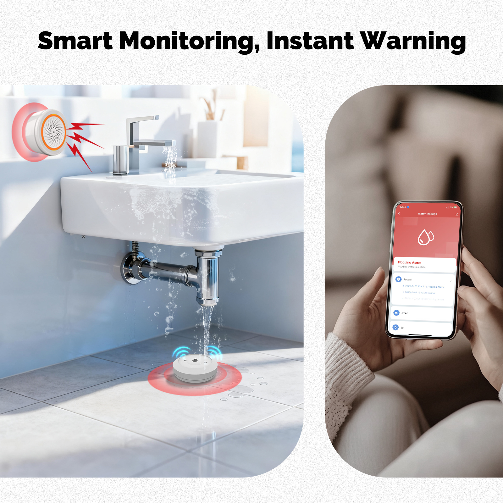 MOES Tuya ZigBee スマート水センサー漏水検知 - Smart Home Moes のレビューと価格