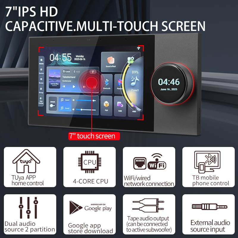 スマートホーム背景音楽ホスト7インチ8*30W壁掛けアンプ、 - Smart Home Touchscreen Control Panel のレビューと価格